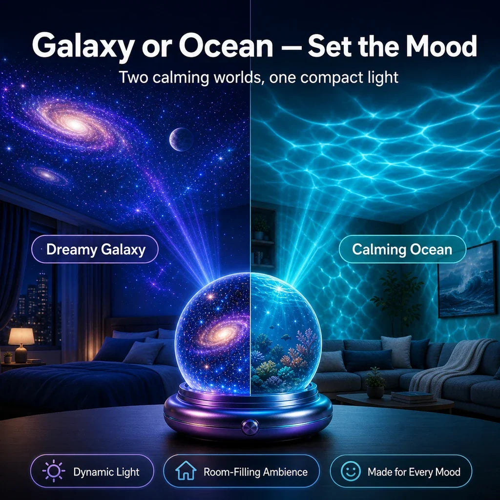 🔮Topacme 5D Holographic Smart Galaxy Ocean Projector – WiFi Dynamic HD Star Night Light, Whisper Quiet for Bedroom, Car & Meditation